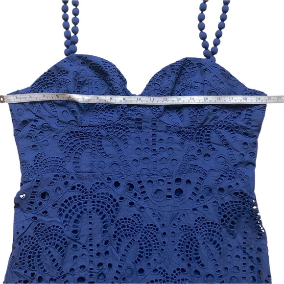 FARM Rio Richilier Eyelet Palm Midi Dress in Dark Blue Size XL - Picture 11 of 11